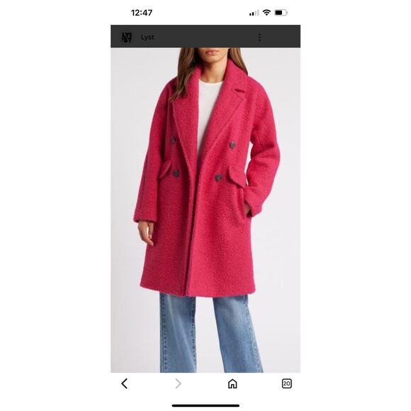 BCBGeneration Pink Boucle Longline Coat Small Double Breasted - Picture 4 of 9